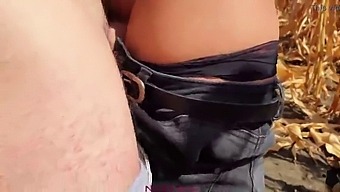 Amateur Step-Sister Gets Covered In Cum While Working In The Fields