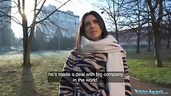 Stunning Brunette Student Gives A Mind-Blowing Blowjob In Public